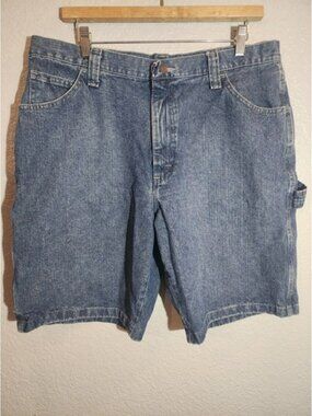 Wrangler Mens Denim Jean Cargo Shorts Size 36 Inseam 9" Relaxed Fit Carpenter
